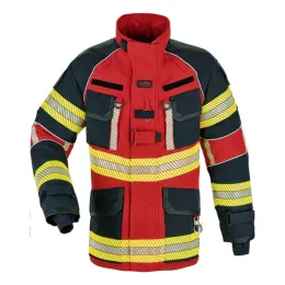 Einsatzjacke X-Pro Dynamic, rot/dunkelblau, Rückenaufdruck FEUERWEHR silber reflektierend